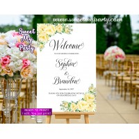 Yellow flowers Welcome Sign,Yellow Roses Welcome sign,(110w)